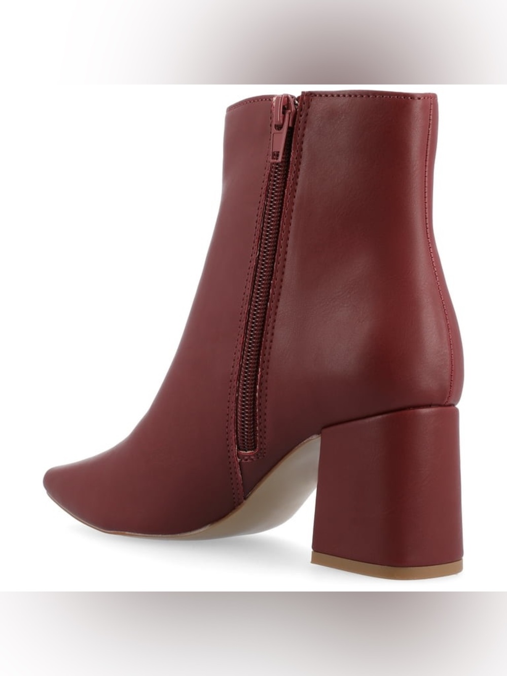Journee Collection Square Toe Block Heel Ankle Booties - Burgundy Size 7.5 - Picture 4 of 5